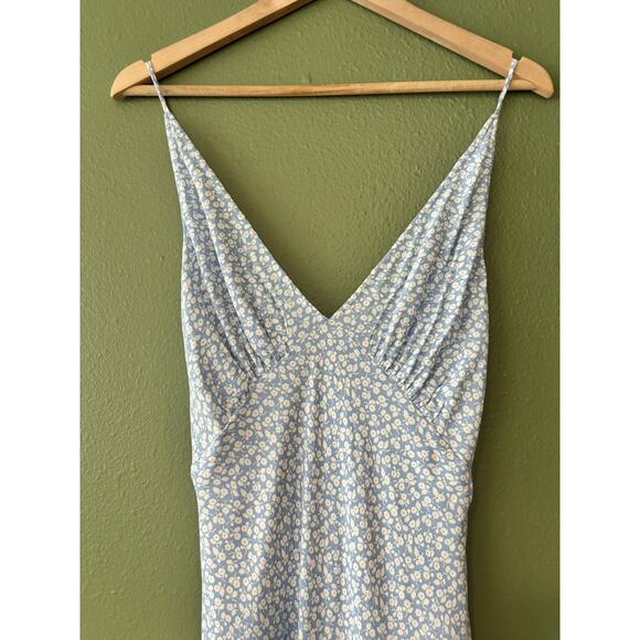 Doen Womens Sonia Floral Printed Cerulean Blue Hillside Long Maxi Gown Dress L - Picture 6 of 11